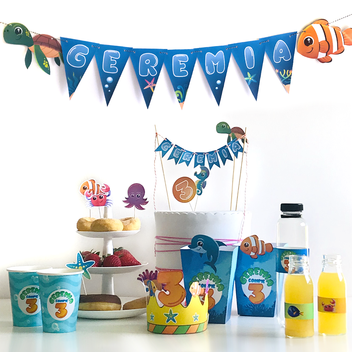 PARTY KIT - tema "In fondo al mar - Nemo" (PERSONALIZZABILE)