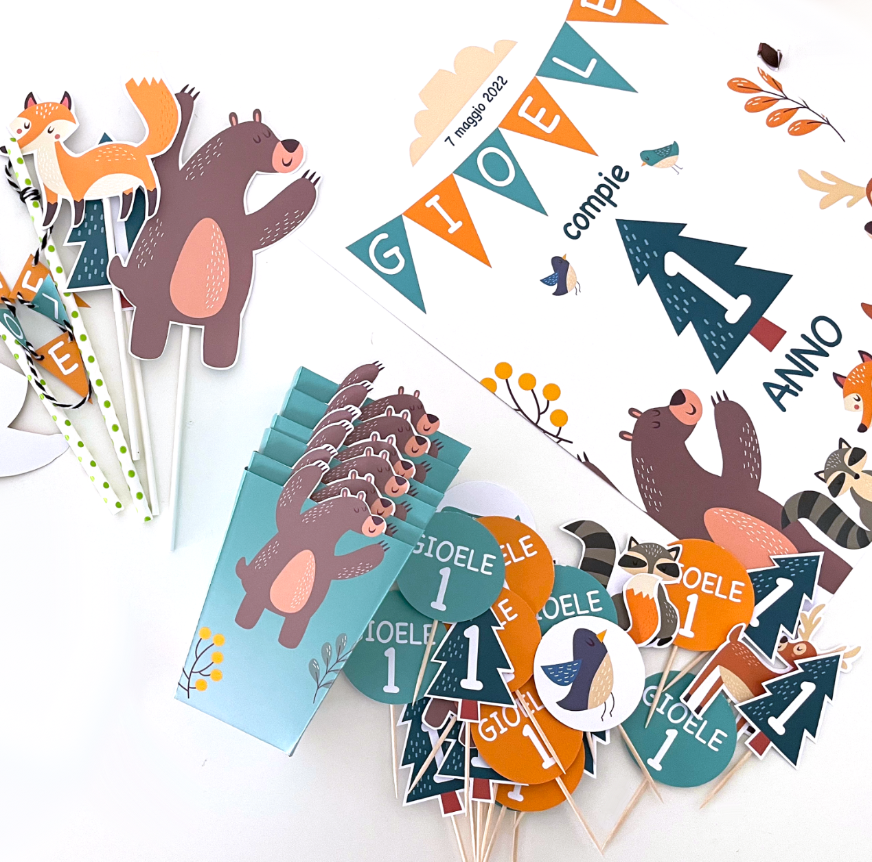 PARTY KIT - tema "Animali del Bosco" (PERSONALIZZABILE)